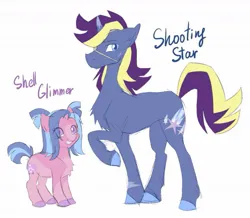 Size: 1263x1101 | Tagged: artist needed, source needed, safe, derpibooru import, duo, female, image, jpeg, male, next generation, offspring, parent:comet tail, parent:twilight sparkle, parents:cometlight, simple background, white background