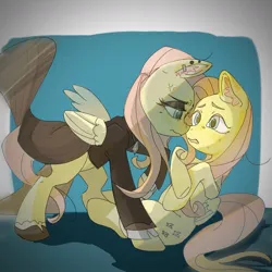 Size: 1080x1080 | Tagged: safe, artist:gamagama6, derpibooru import, fluttershy, pegasus, pony, duality, duo, duo female, ear fluff, female, fluttergoth, image, jpeg, looking at each other, looking at someone, mare, self paradox