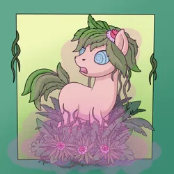 Size: 1200x1200 | Tagged: artist needed, source needed, suggestive, derpibooru import, oc, oc:copper moon, unofficial characters only, original species, plant pony, hypnosis, image, plant, plant tf, png, pollen, solo, transformation