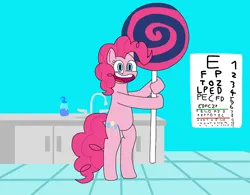 Size: 3000x2345 | Tagged: safe, artist:syrixiagangstauwu, derpibooru import, pinkie pie, earth pony, pony, candy, doctor's office, female, food, g4, image, lollipop, png, smiling, solo