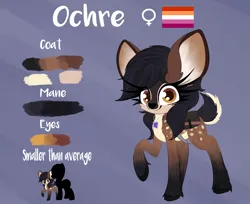 Size: 5461x4463 | Tagged: safe, artist:windykirin, derpibooru import, oc, oc:ochre, unofficial characters only, deer, deer oc, image, lesbian pride flag, non-pony oc, png, pride, pride flag, reference sheet, solo