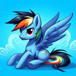 Size: 1024x1024 | Tagged: safe, ai content, derpibooru import, machine learning generated, prompter:*rainbow dash*, oc, bing, g4, image, jpeg, offspring, parent:rainbow dash, parent:soarin', parents:soarindash