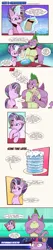 Size: 1184x5581 | Tagged: safe, artist:saturdaymorningproj, derpibooru import, spike, starlight glimmer, twilight sparkle, twilight sparkle (alicorn), alicorn, cake, comic, dialogue, food, gem, image, no mouth, png, simple background, speech bubble, spell