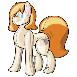 Size: 2300x2300 | Tagged: suggestive, artist:toonvasion, derpibooru import, oc, oc:copper moon, unofficial characters only, inflatable pony, pony, barcode, bean mouth, image, inanimate tf, inflatable, png, seams, simple background, solo, transformation, transparent background