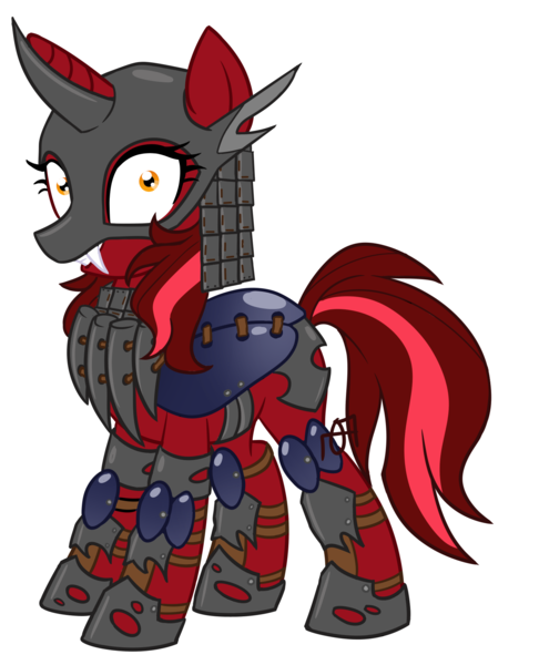 Size: 1500x1850 | Tagged: safe, artist:couratiel, derpibooru import, oc, oc:bludgeon, pony, unicorn, armor, female, image, mare, png, simple background, solo, transparent background