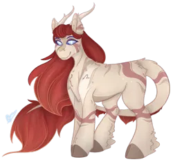 Size: 1591x1491 | Tagged: safe, artist:trashpanda czar, derpibooru import, oc, oc:artemis mane, unofficial characters only, hybrid, pony, antlers, cheek fluff, chest fluff, female, flowing mane, hybrid oc, image, leg fluff, long hair, long tail, mare, png, prehensile tail, simple background, tail, transparent background