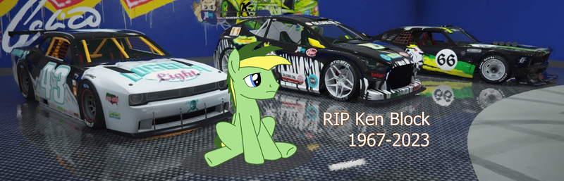 Size: 1556x499 | Tagged: safe, artist:didgereethebrony, derpibooru import, oc, oc:didgeree, pegasus, pony, 1000 years in photoshop, car, grand theft auto, gta v, image, ken block, png, solo, tribute