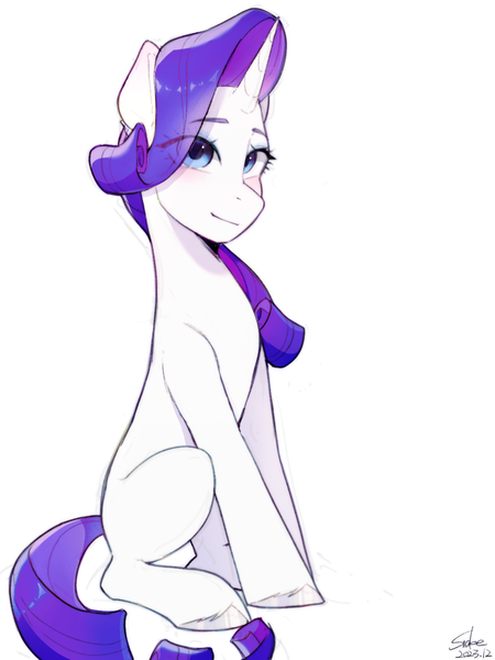 Size: 1080x1440 | Tagged: safe, artist:xiaowu07, derpibooru import, rarity, pony, unicorn, female, g4, image, looking at you, mare, png, simple background, sitting, smiling, smiling at you, solo, white background