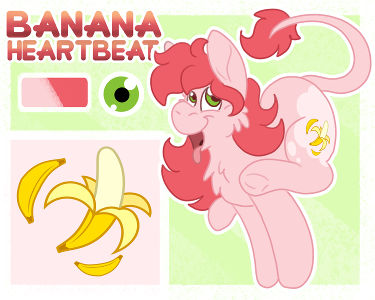 Size: 2500x2000 | Tagged: safe, artist:euspuche, derpibooru import, oc, oc:banana heartbeat, donkey, earth pony, banana, female, food, image, looking at you, open mouth, png, raba-pony, reference sheet, smiling, solo, tongue out