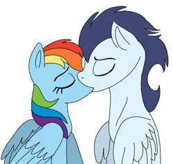 Size: 761x720 | Tagged: safe, artist:dasher666, artist:neonspirit17, derpibooru import, edit, rainbow dash, soarin', pegasus, pony, female, image, kiss on the lips, kissing, male, png, shipping, soarindash, straight