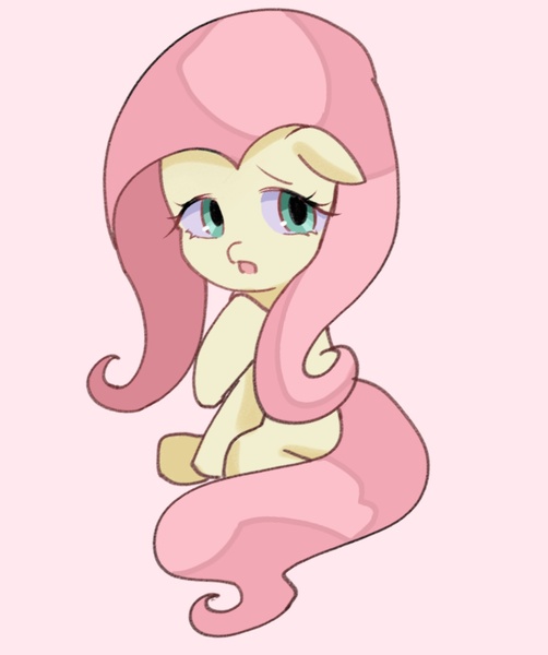 Size: 1158x1385 | Tagged: safe, artist:cerise, derpibooru import, fluttershy, pegasus, pony, image, jpeg, open mouth, simple background, sitting, solo