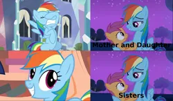 Size: 1280x746 | Tagged: artist needed, safe, edit, edited screencap, screencap, rainbow dash, scootaloo, pegasus, pony, daring don't, sleepless in ponyville, the crystal empire, female, filly, hotline bling, image, meme, png, siblings, sisters