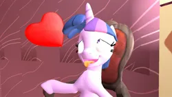 Size: 1366x768 | Tagged: suggestive, artist:somnofeetia8, derpibooru import, twilight sparkle, twilight sparkle (alicorn), alicorn, series:don't mess with twilight, 3d, ahegao, chair, description is relevant, dialogue in the description, heart, image, implied discolight, implied orgasm, jpeg, open mouth, solo, story included, tongue out