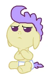 Size: 258x414 | Tagged: safe, artist:3d4d, derpibooru import, cream puff, earth pony, pony, baby, baby pony, cream puff is not amused, creambetes, cute, female, filly, foal, g4, image, png, simple background, solo, unamused, white background