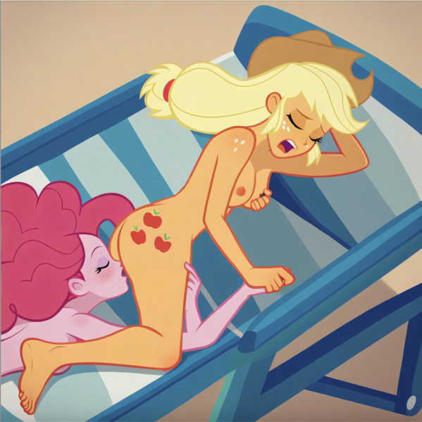 Size: 1408x1410 | Tagged: questionable, ai content, artist:nickeltempest, machine learning generated, stable diffusion, applejack, pinkie pie, human, equestria girls, applepie, arm behind head, beach, beach babes, blushing, breast fondling, busty applejack, busty pinkie pie, caress, complete nudity, cunnilingus, ecstasy, exhibitionism, eyes closed, female, hand in hair, hand on leg, holding hands, horny, image, in love, lawn chair, lesbian, lesbian couple, lying down, moaning, moaning in pleasure, nude beach, nudist apple jack, nudist pinkie pie, nudity, outdoor sex, png, seductive pose, sexy, ship:applepie, shipping, show accurate porn, sunbathing