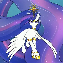 Size: 3972x3997 | Tagged: safe, artist:opalacorn, derpibooru import, twilight sparkle, twilight sparkle (alicorn), alicorn, pony, armlet, chest fluff, choker, commission, ethereal mane, female, high res, hoof shoes, image, impossibly long mane, jewelry, jpeg, long mane, looking at you, mare, princess shoes, regalia, solo, starry mane, ultimate twilight, wings, wings down