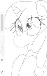 Size: 429x688 | Tagged: safe, artist:datte-before-dawn, ponerpics import, oc, oc:righty tighty, unofficial characters only, pony, unicorn, eye clipping through hair, female, horn, image, mare, open mouth, png, solo, tongue out