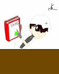 Size: 1080x1350 | Tagged: artist needed, source needed, safe, derpibooru import, edit, human, equestria girls, boboiboy, boboiboy solar, book, cap, clothes, g4, gloves, hat, image, jpeg, pointing, science, simple background, white background