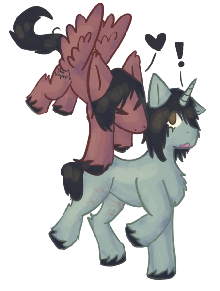 Size: 1072x1417 | Tagged: safe, artist:clandestine, derpibooru import, pegasus, pony, unicorn, blank flank, couple, fall out boy, flying, gay, image, male, pete wentz, png, scar, self harm, self harm scars, skrillex, surprised, walking, wings