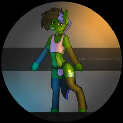 Size: 1600x1600 | Tagged: suggestive, artist:endelthepegasus, derpibooru import, oc, oc:endel frostlion, unofficial characters only, pegasus, semi-anthro, belly button, belly piercing, clothes, collar, ear piercing, femboy, image, looking at you, male, panties, piercing, png, socks, solo, solo male, stockings, tattoo, thigh highs, underwear, womb tattoo