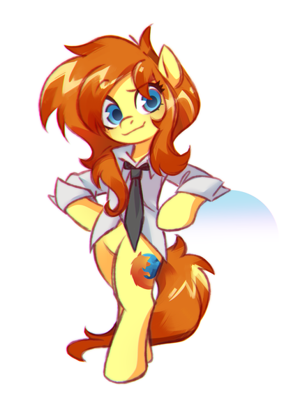 Size: 1075x1500 | Tagged: artist needed, safe, ponerpics import, ponified, earth pony, pony, /mlp/, 4chan, bipedal, bipedal leaning, browser ponies, drawthread, female, firefox, image, leaning, logo, png, simple background, solo, white background