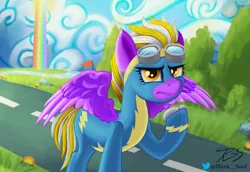 Size: 3000x2061 | Tagged: safe, alternate version, artist:blankedsoul, derpibooru import, oc, oc:electric arrow, pegasus, pony, wonderbolts academy, clothes, commission, image, png, spread wings, uniform, wings, wonderbolt trainee uniform, wonderbolts, wonderbolts uniform