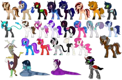 Size: 1810x1188 | Tagged: safe, artist:pompadour nautice, derpibooru import, discord, king sombra, oc, oc:azure acrylic, oc:cara melody, oc:cobalt flame, oc:crypto, oc:crystal, oc:curiosity cosmos, oc:denim rose, oc:desert winds, oc:dia sunshine, oc:flik, oc:jellybean, oc:juliana, oc:marsh, oc:morning glory (project horizons), oc:narzissa fume, oc:neon burst, oc:nuki, oc:opal brona, oc:p-21, oc:ruby star, oc:scratchie, oc:storm cloud, oc:titan guard, fallout equestria, fallout equestria: project horizons, 3d, 3d model, fanfic art, group, image, png, project zomboid, render, slendermane