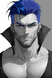 Size: 1024x1536 | Tagged: safe, ai content, derpibooru import, editor:sammykun, machine learning generated, flash sentry, human, equestria girls, beard, cheekbones, chest, facial hair, gigachad, humanized, image, looking at you, looksmaxxing, male, meme, mewing, mogged, muscles, muscular male, png, prompter:sammykun, serious, serious face