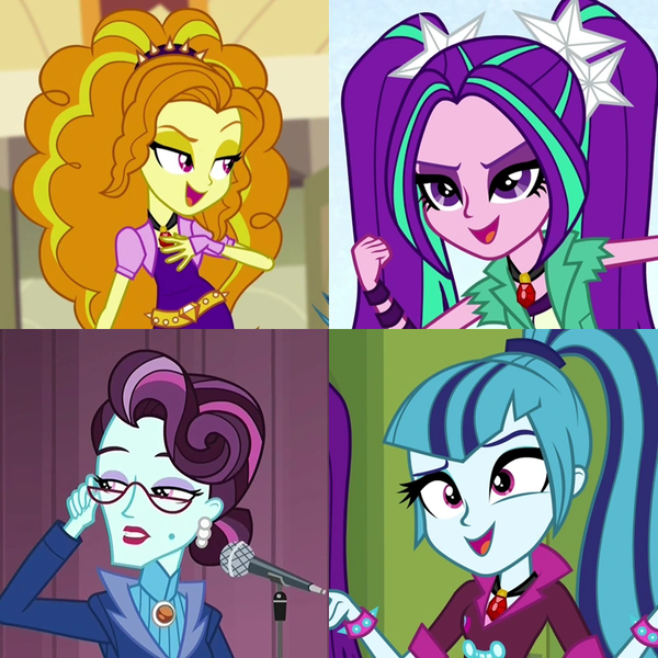 Size: 800x800 | Tagged: safe, derpibooru import, edit, edited screencap, screencap, adagio dazzle, aria blaze, principal abacus cinch, sonata dusk, image, png, the dazzlings