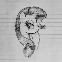 Size: 1754x1754 | Tagged: safe, anonymous artist, derpibooru import, rarity, pony, female, g4, image, jpeg, lined paper, mare, solo, traditional art