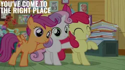 Size: 2000x1125 | Tagged: safe, derpibooru import, edit, edited screencap, editor:quoterific, screencap, apple bloom, scootaloo, sweetie belle, forever filly, cutie mark crusaders, image, png