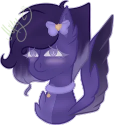 Size: 3082x3387 | Tagged: safe, artist:thecommandermiky, derpibooru import, oc, oc:miky command, unofficial characters only, pegasus, pony, bell, bell collar, bow, bust, collar, eyes open, female, hair bow, happy, high res, image, mare, png, short hair, short mane, simple background, solo, spread wings, transparent background, wings