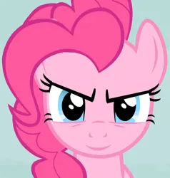 Size: 1018x1070 | Tagged: safe, derpibooru import, edit, edited screencap, editor:twilyisbestpone, screencap, pinkie pie, earth pony, pony, season 5, the cutie map, amused, cropped, evil grin, female, g4, grin, image, inverted mouth, looking at you, mare, narrowed eyes, pinkie pie is amused, png, smiling, smiling at you, solo