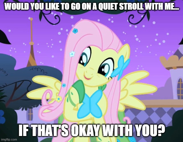 Size: 641x499 | Tagged: safe, derpibooru import, edit, edited screencap, screencap, fluttershy, the best night ever, bronybait, caption, clothes, dress, g4, gala dress, image, image macro, imgflip, jpeg, talking to viewer, text