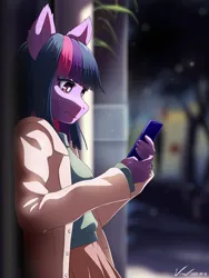 Size: 1200x1600 | Tagged: safe, artist:symbianl, derpibooru import, twilight sparkle, anthro, :t, cross-popping veins, date, emanata, eyebrows, eyebrows visible through hair, female, g4, image, mobile phone, phone, png, smartphone, solo, wavy mouth