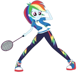 Size: 2700x2625 | Tagged: safe, alternate version, artist:gmaplay, derpibooru import, rainbow dash, equestria girls, image, png, simple background, solo, sports, tennis, tennis racket, transparent background