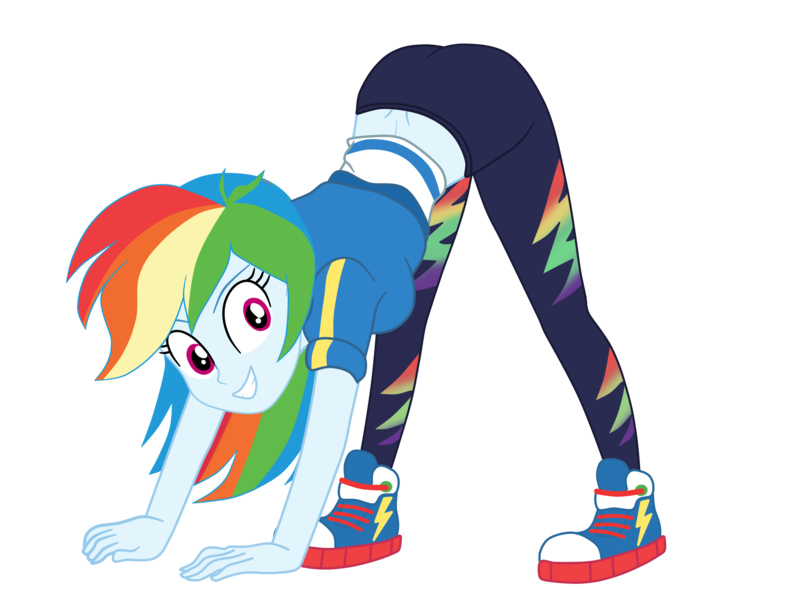 Size: 2570x1900 | Tagged: safe, derpibooru import, rainbow dash, equestria girls, ass, butt, buttcrack, dimples of venus, excercise, face down ass up, image, png, rainbutt dash, simple background, solo, stretching, transparent background