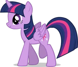 Size: 2847x2452 | Tagged: safe, derpibooru import, edit, vector edit, twilight sparkle, twilight sparkle (alicorn), alicorn, pony, adventures in ponyville, folded wings, g4, image, png, simple background, smiling, solo, transparent background, vector, walking, wings