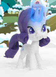 Size: 1324x1800 | Tagged: safe, derpibooru import, edit, edited screencap, screencap, rarity, pony, unicorn, my little pony: pony life, my little pony: stop motion short, snowball fight (short), cute, g4, grin, image, magic, magic aura, png, smiling, smug, snow, snowball