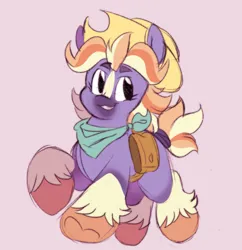 Size: 1777x1834 | Tagged: safe, artist:tamabel, derpibooru import, earth pony, pony, g5, bag, chibi, commissioner:briarlight, cowboy hat, cute, hat, image, neckerchief, png, solo, tracy tailspin, unshorn fetlocks, walking