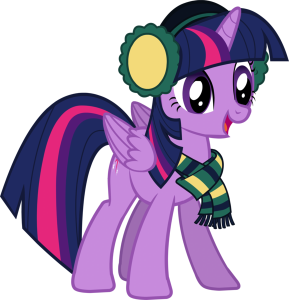 Size: 2750x2857 | Tagged: safe, derpibooru import, edit, vector edit, twilight sparkle, twilight sparkle (alicorn), alicorn, pony, castle creator, clothes, earmuffs, folded wings, g4, image, open mouth, open smile, png, scarf, simple background, smiling, solo, transparent background, vector, wings, winter outfit, winter scarf