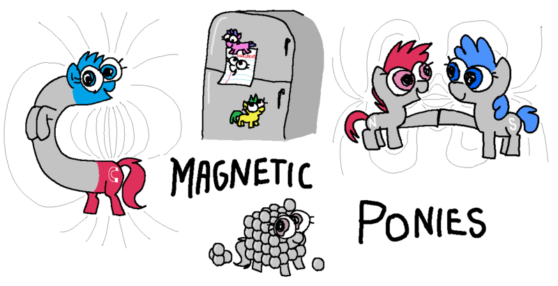 Size: 1254x643 | Tagged: safe, artist:kleyime, ponerpics import, magnet pony, image, magnet, magnetic hooves, png, refrigerator, refrigerator magnet, simple background, style emulation, text, white background