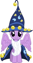 Size: 1527x2872 | Tagged: safe, derpibooru import, edit, vector edit, twilight sparkle, twilight sparkle (alicorn), alicorn, pony, castle creator, clothes, costume, g4, hat, image, looking at you, nightmare night costume, png, simple background, smiling, solo, spread wings, star swirl the bearded costume, transparent background, vector, wings, wizard hat, wizard robe