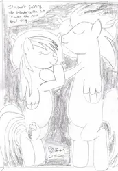 Size: 413x600 | Tagged: safe, artist:toonboy92484, derpibooru import, rainbow dash, soarin', pegasus, pony, female, image, jpeg, male, mare, shipping, sketch, soarindash, stallion, straight, traditional art