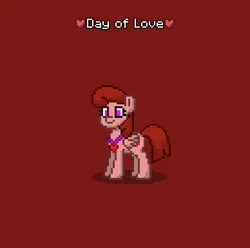 Size: 388x385 | Tagged: safe, derpibooru import, oc, oc:day of love, unofficial characters only, pegasus, pony, pony town, female, heart, hearts and hooves day, holiday, holiday pony, image, jewelry, necklace, pegasus oc, pendant, pink fur, png, red background, red mane, red tail, simple background, solo, tail, valentine, valentine's day, valentine's day pony, wings