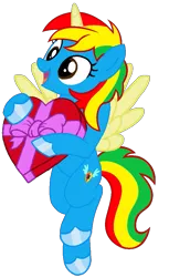 Size: 581x952 | Tagged: safe, artist:shieldwingarmorofgod, derpibooru import, oc, oc:royal strength, alicorn, pony, box of chocolates, female, g4, image, png, simple background, solo, transparent background