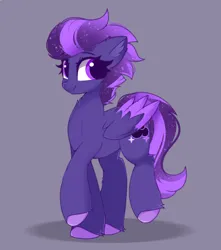Size: 2324x2632 | Tagged: safe, artist:janelearts, derpibooru import, oc, oc:shadow galaxy, unofficial characters only, pegasus, pony, commission, ear fluff, ethereal mane, female, gray background, high res, hooves, image, looking at you, mare, png, simple background, smiling, solo, starry mane, starry tail, tail, ych result