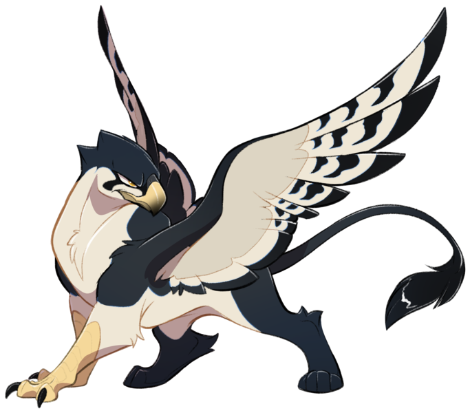 Size: 2439x2142 | Tagged: safe, artist:kez, derpibooru import, oc, oc:giza, gryphon, egyptian, image, looking to the right, png, sideways glance, solo, spread wings, wings