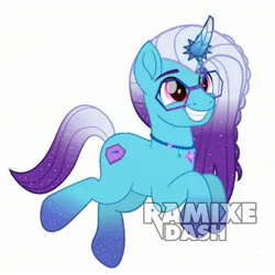 Size: 2560x2560 | Tagged: safe, artist:ramixe dash, derpibooru import, pony, g5, auroricorn, comet (g5), g4, g5 to g4, generation leap, glasses, image, jpeg, male, simple background, solo, stallion, white background