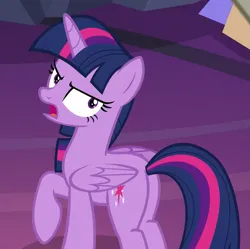 Size: 723x720 | Tagged: safe, derpibooru import, screencap, twilight sparkle, twilight sparkle (alicorn), alicorn, the beginning of the end, butt, cropped, image, plot, png, solo, twilight's castle